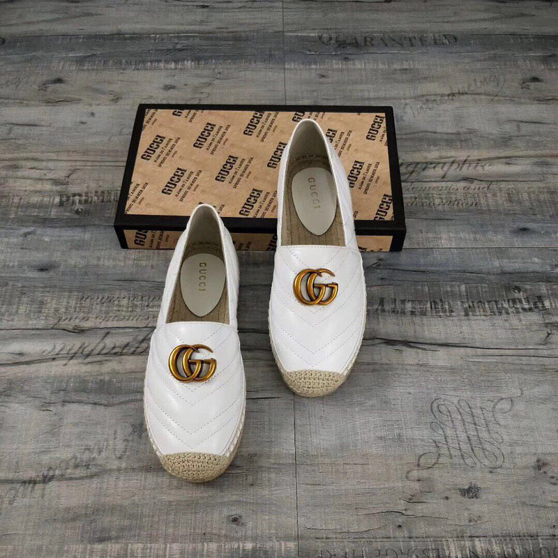 Gucci White Leather Espadrille with Double G [SN2N45678065] - $129.99 ...