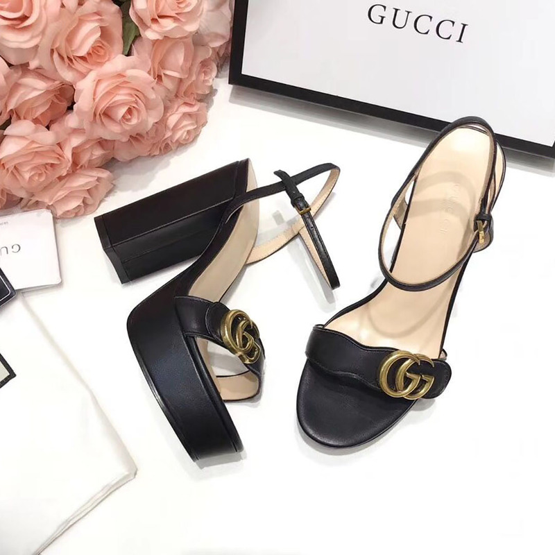 G*u*i double g high heel leather sandals