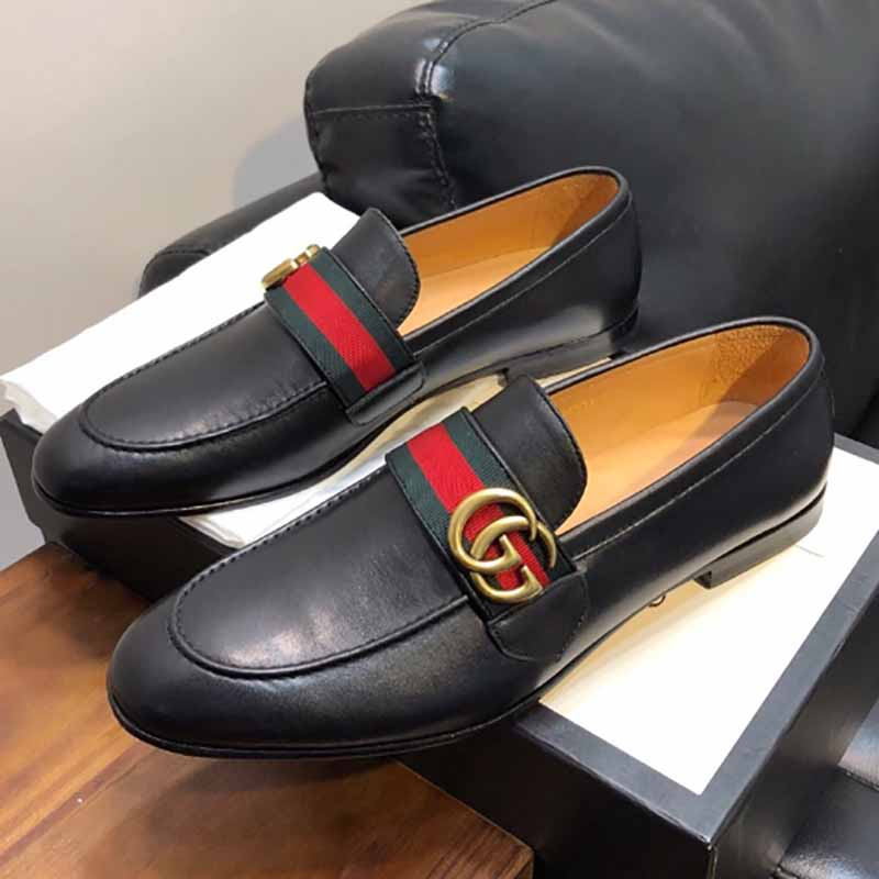 G*u*i leather loafer with gg web