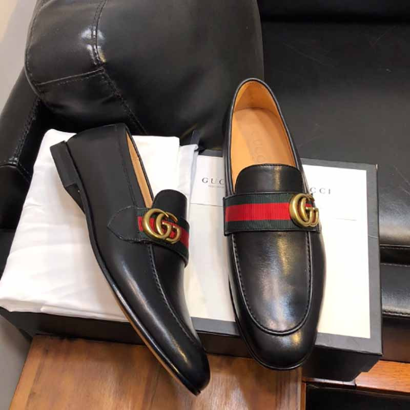 G*u*i leather loafer with gg web