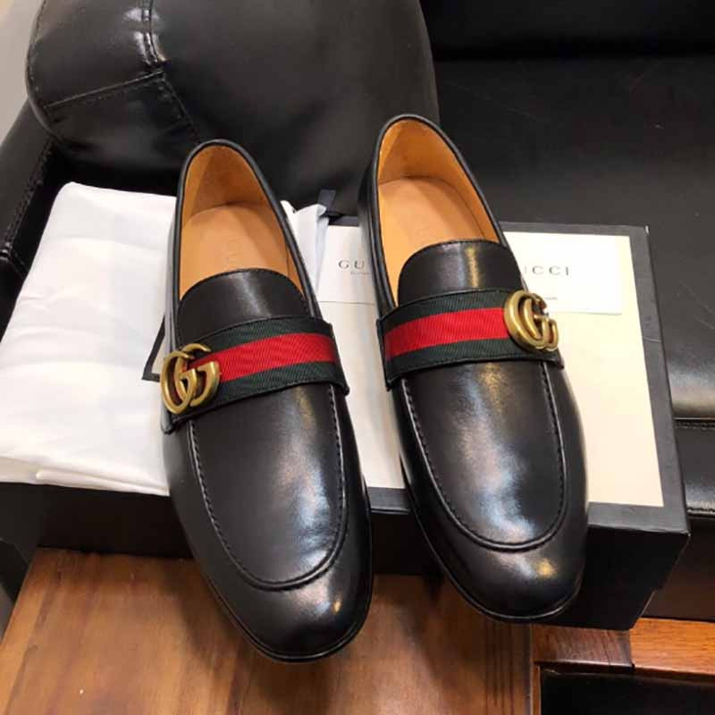 G*u*i leather loafer with gg web