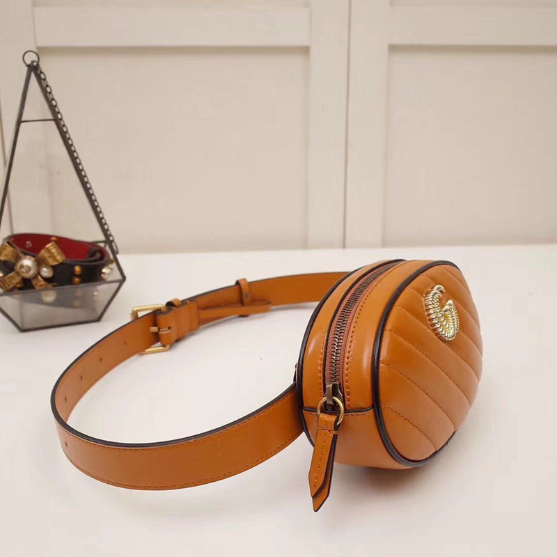 G*u*i marmont matelasse leather brown belt bag