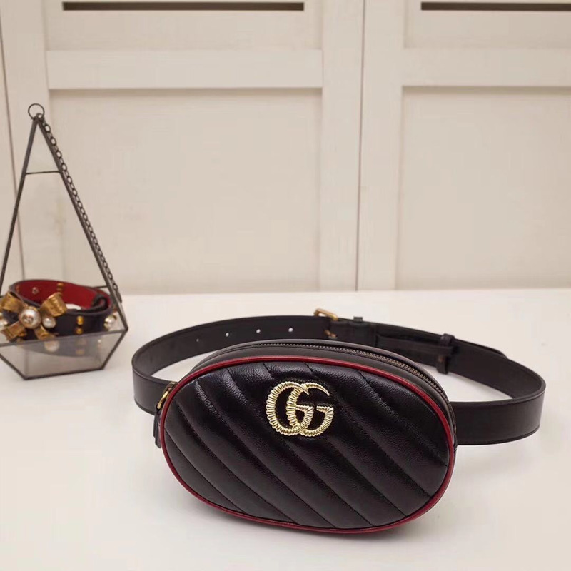 G*u*i marmont matelasse leather black belt bag