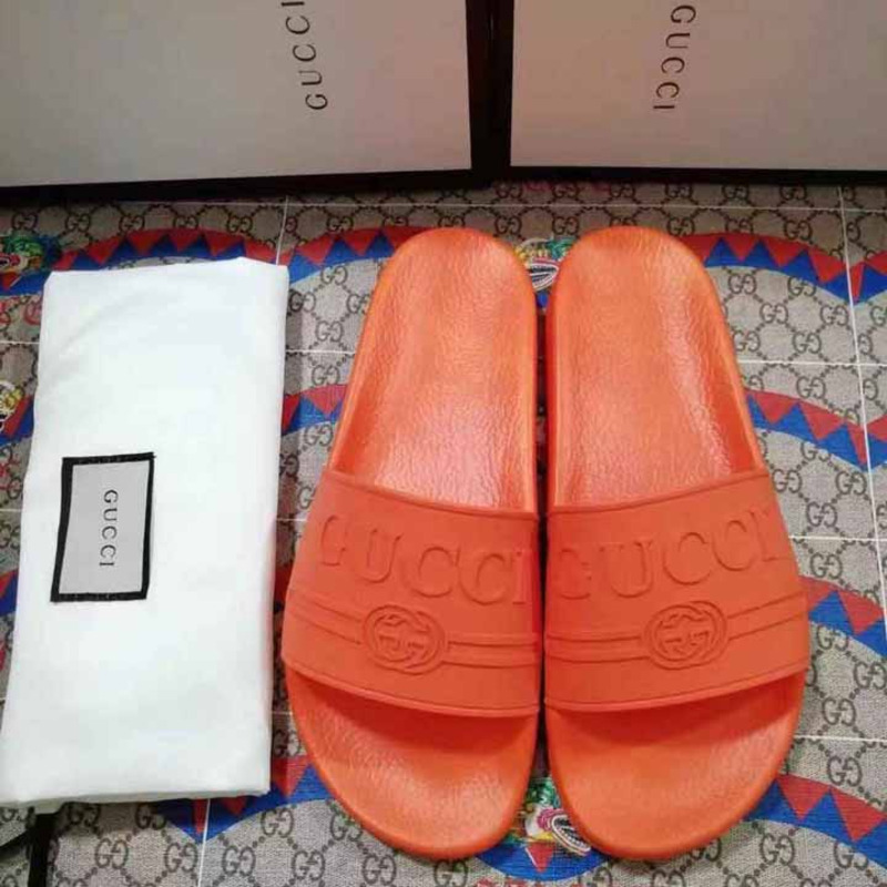 rubber G*u*i slide sandal in orange