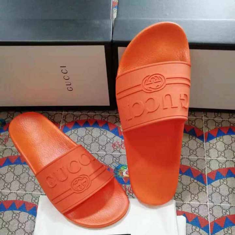 rubber G*u*i slide sandal in orange