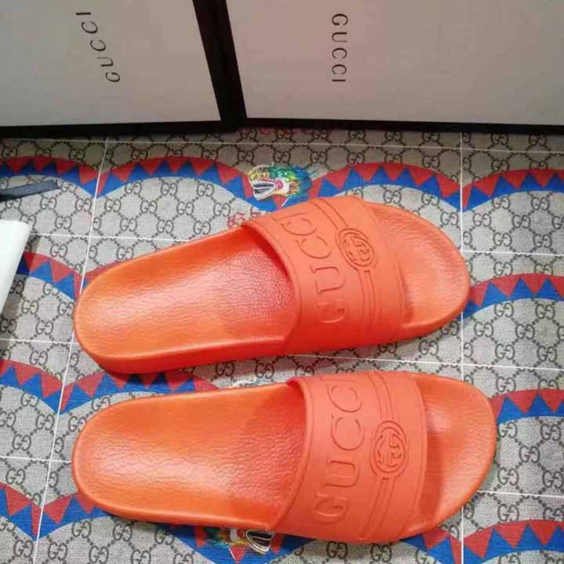 rubber G*u*i slide sandal in orange