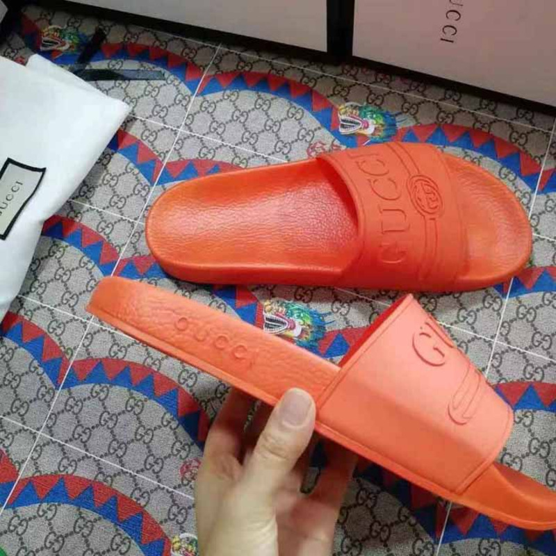 rubber G*u*i slide sandal in orange