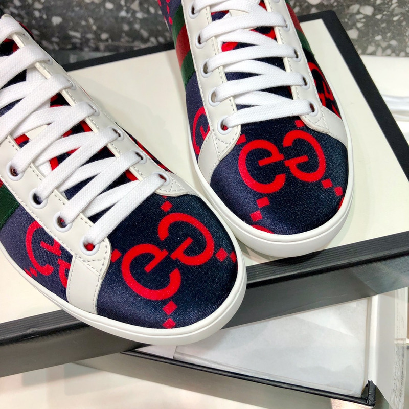 G*u*i ace blue and red gg wool sneakers