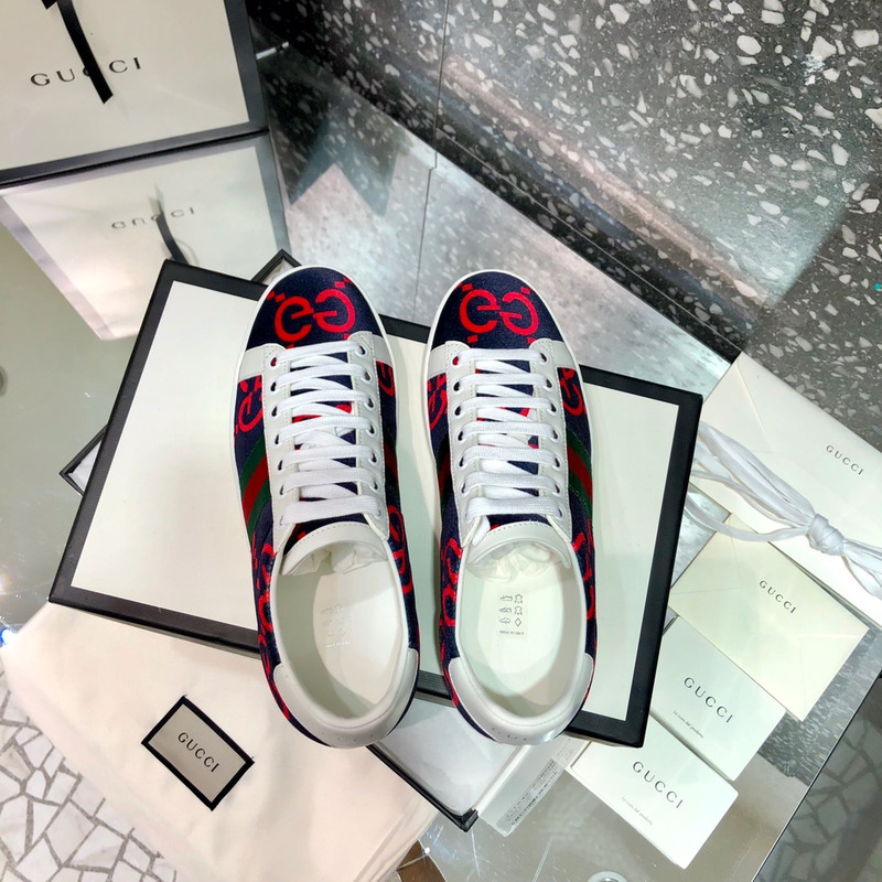 G*u*i ace blue and red gg wool sneakers