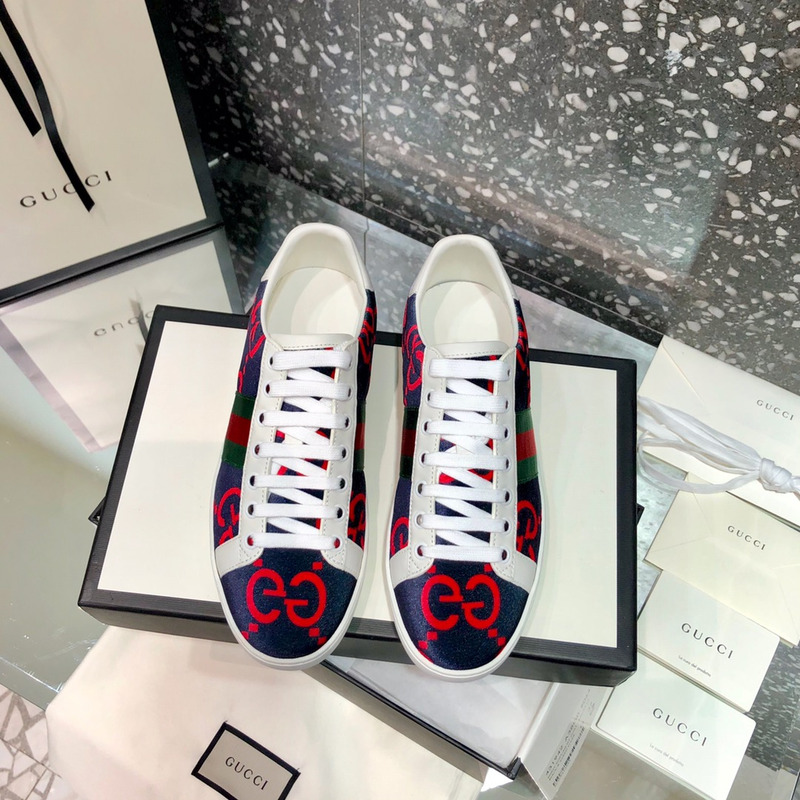 G*u*i ace blue and red gg wool sneakers