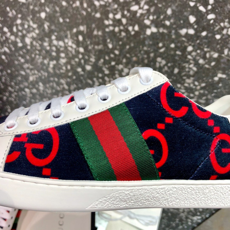 G*u*i ace blue and red gg wool sneakers