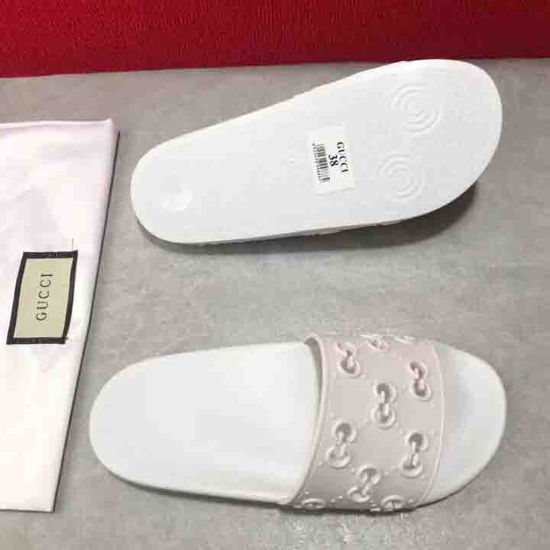 rubber G*u*i slide sandal in white