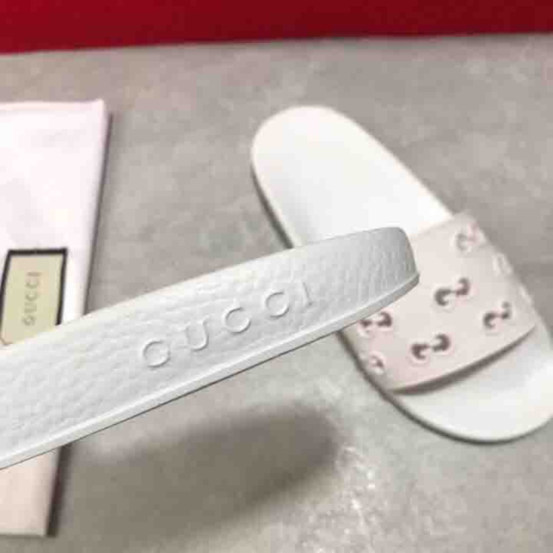 rubber G*u*i slide sandal in white