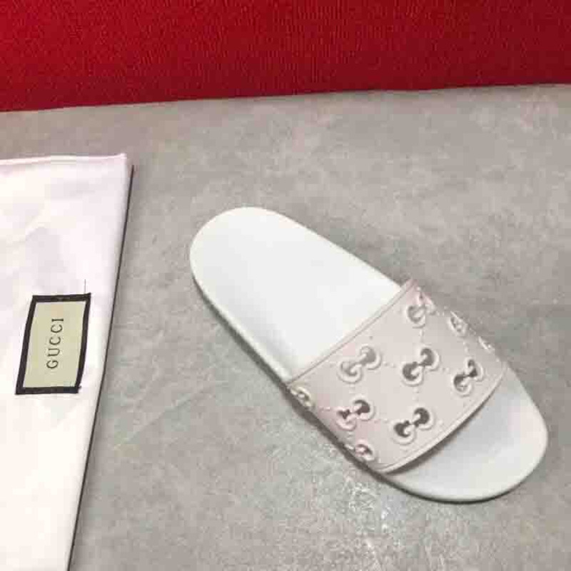 rubber G*u*i slide sandal in white