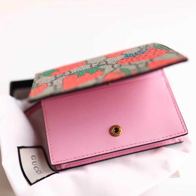 G*u*i strawberry print card case wallet