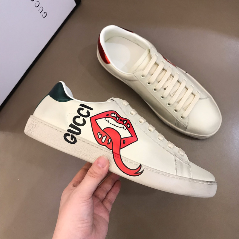 G*u*i ace sneaker with mouth print