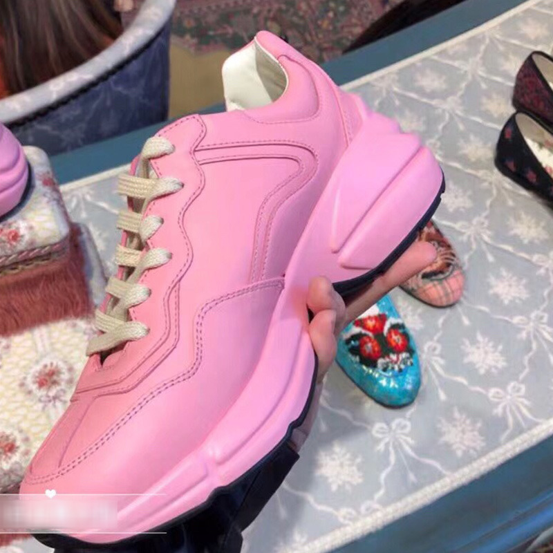 G*u*i pink leather sneaker with black eyes