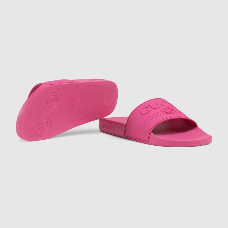 G*u*i logo rubber slide sandal in pink