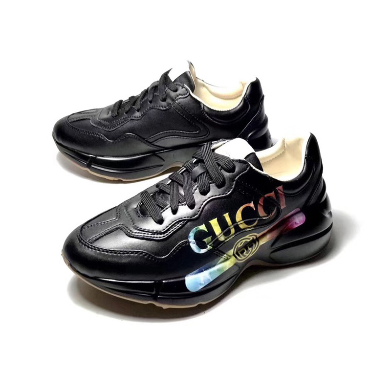 G*u*i rhyton logo leather sneaker(black)