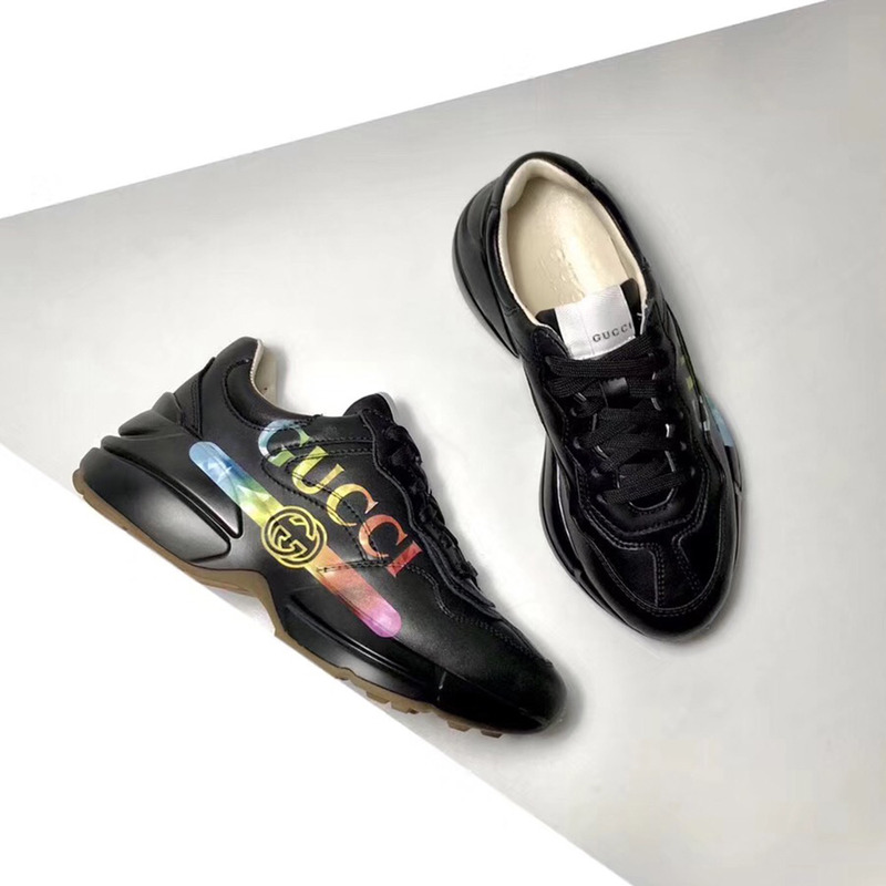 G*u*i rhyton logo leather sneaker(black)