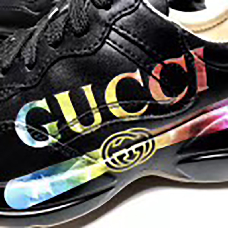 G*u*i rhyton logo leather sneaker(black)