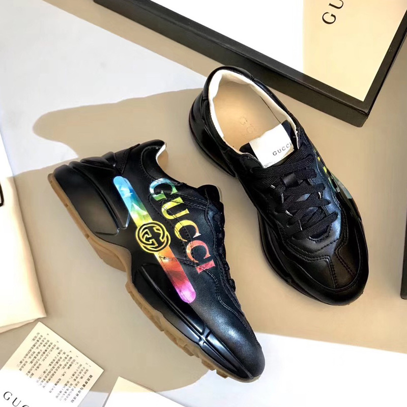 G*u*i rhyton logo leather sneaker(black)