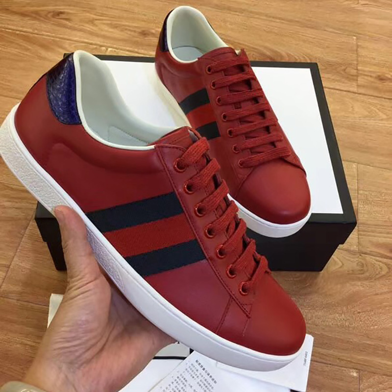 G*u*i red leather web sneaker