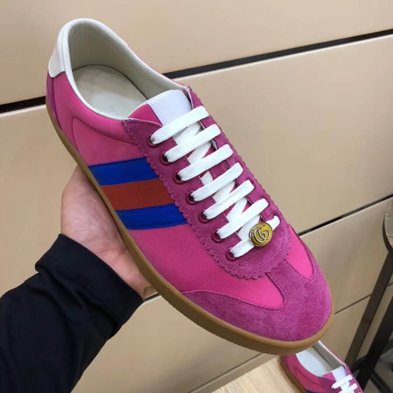 G*u*i nylon and suede web sneaker(pink nylon)