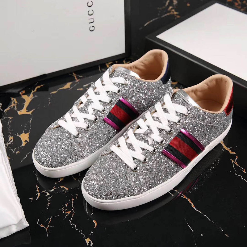 G*u*i ace glitter sneaker in silver