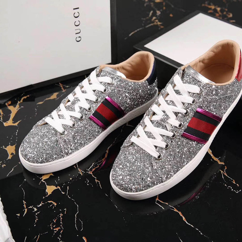 G*u*i ace glitter sneaker in silver