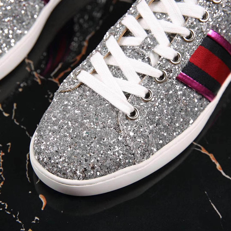 G*u*i ace glitter sneaker in silver