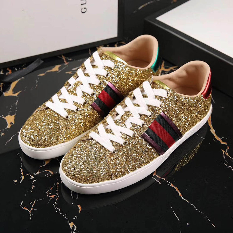 G*u*i ace glitter sneaker in golden