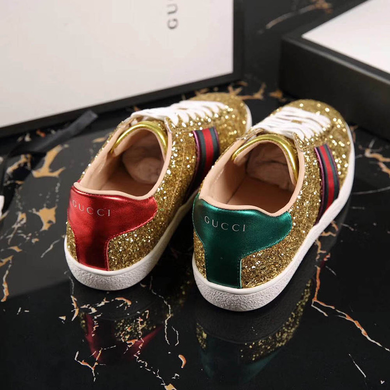 G*u*i ace glitter sneaker in golden