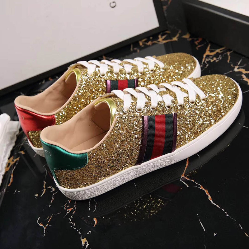 G*u*i ace glitter sneaker in golden