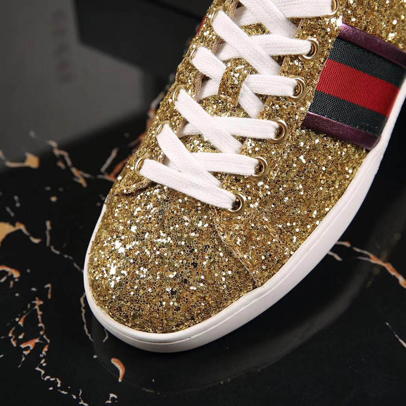 G*u*i ace glitter sneaker in golden