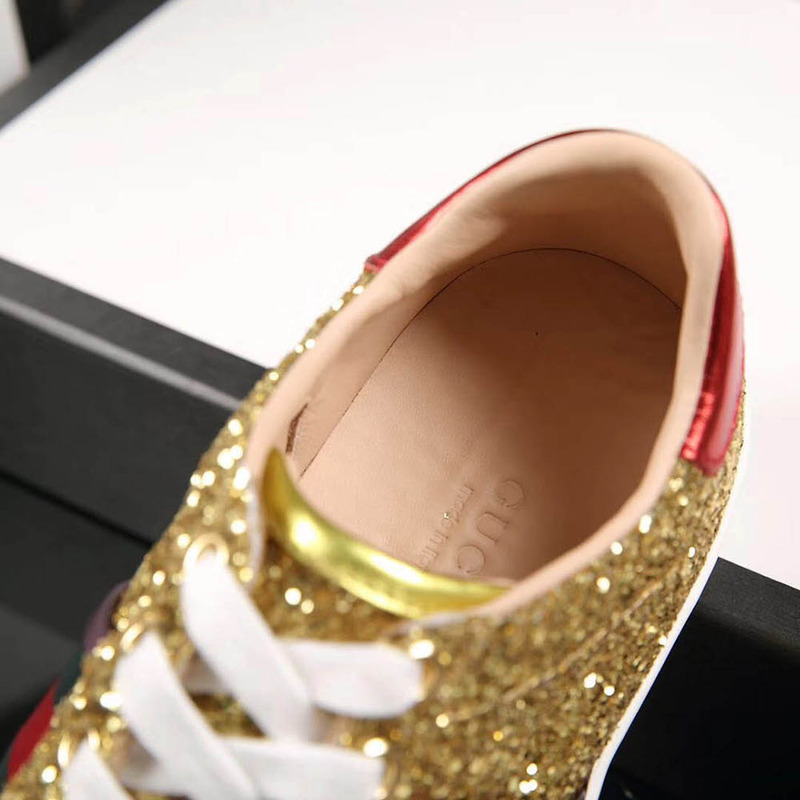 G*u*i ace glitter sneaker in golden