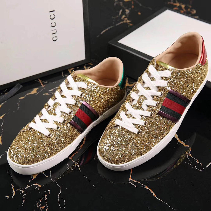 G*u*i ace glitter sneaker in golden