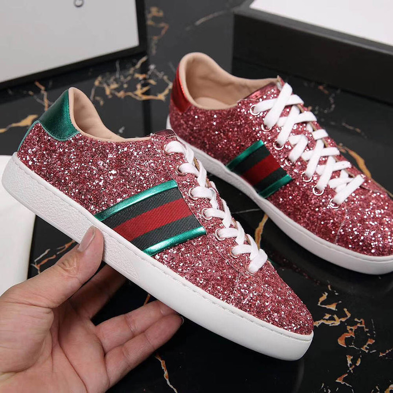 G*u*i ace glitter sneaker in pink