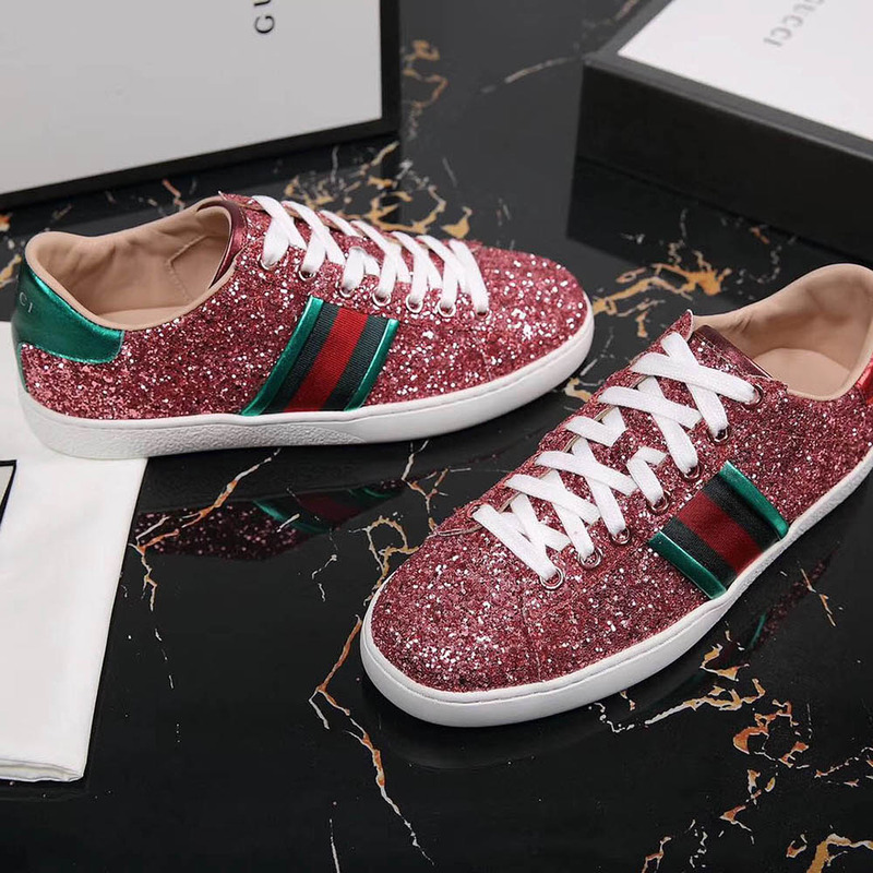 G*u*i ace glitter sneaker in pink