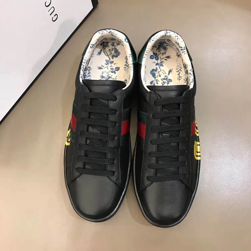 G*u*i ace sneaker with guccy print in black