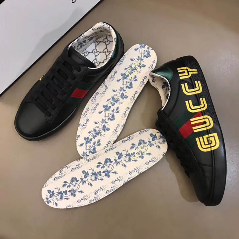 G*u*i ace sneaker with guccy print in black