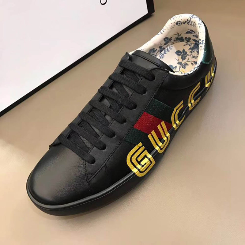 G*u*i ace sneaker with guccy print in black