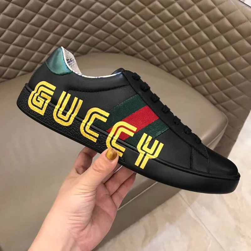 G*u*i ace sneaker with guccy print in black