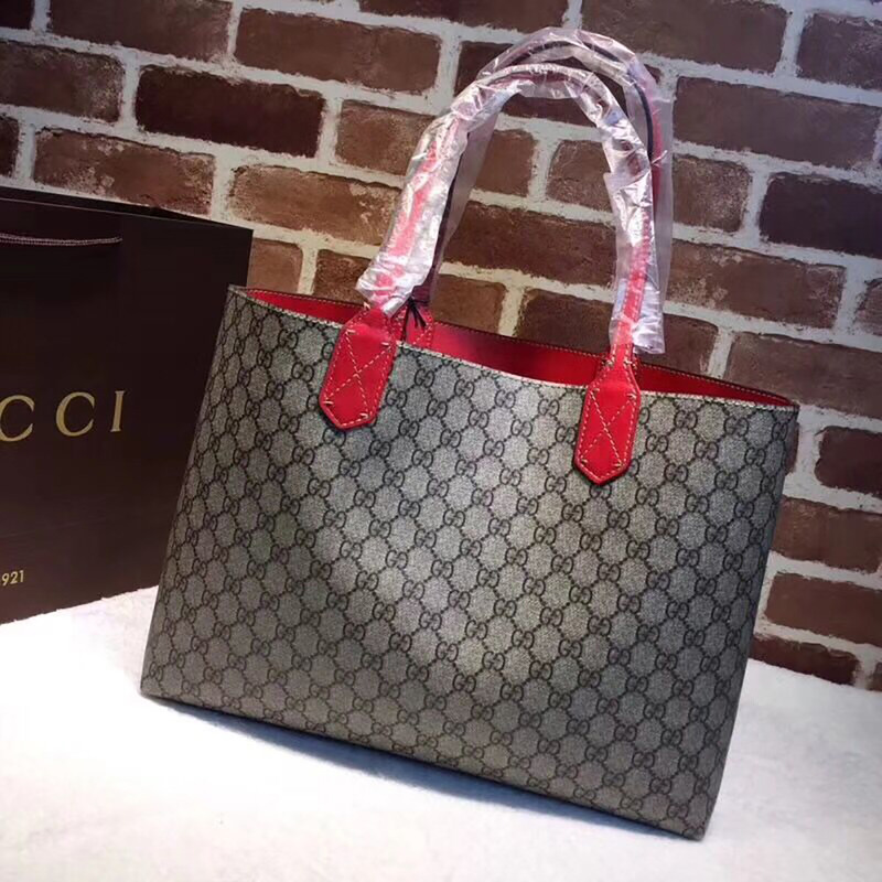 G*u*i reversible gg  medium tote(red leather)