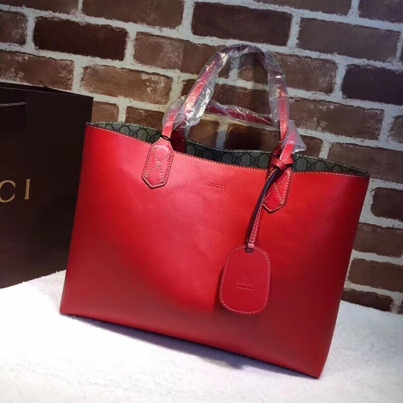 G*u*i reversible gg  medium tote(red leather)