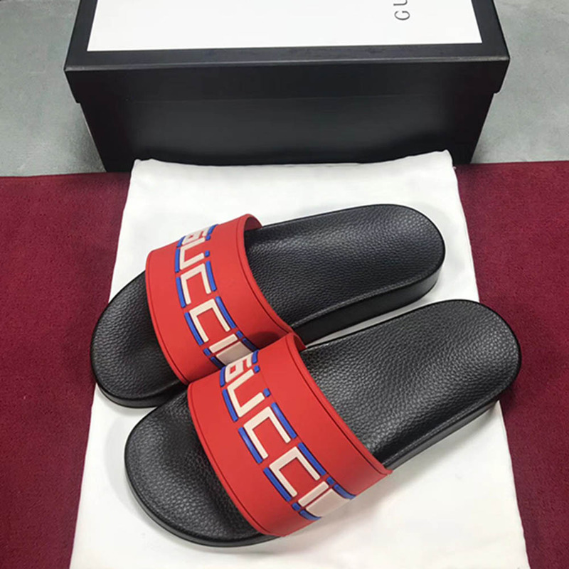 G*u*i stripe rubber slide sandal(red)