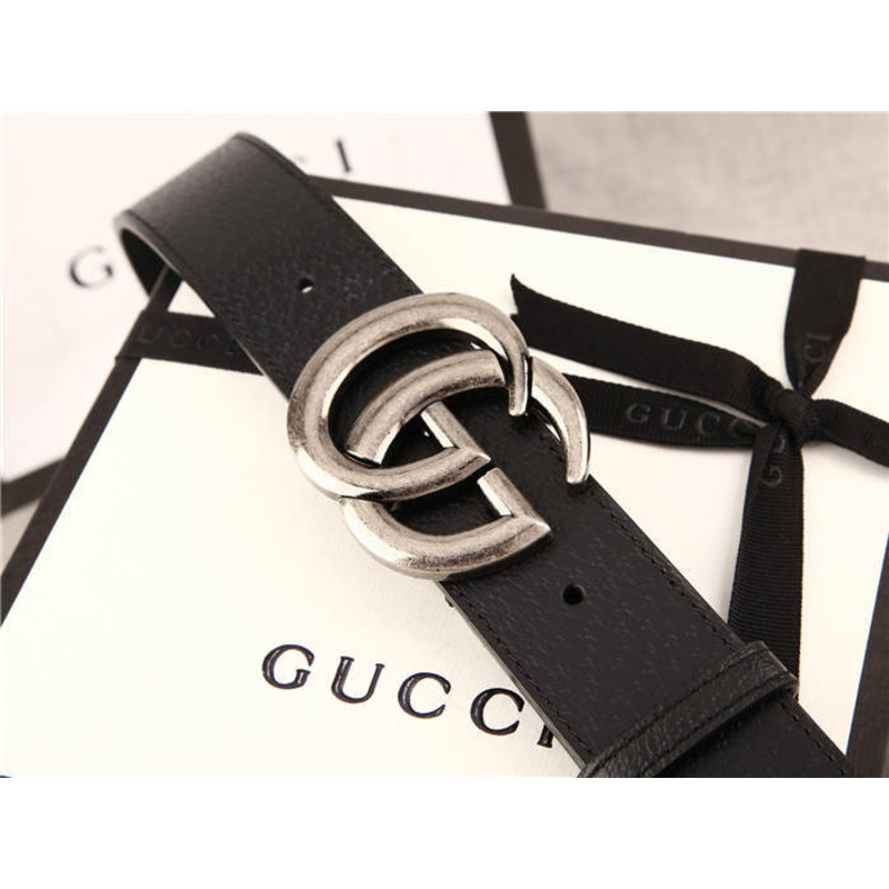 G*u*i leather belt with double g buckle(black)