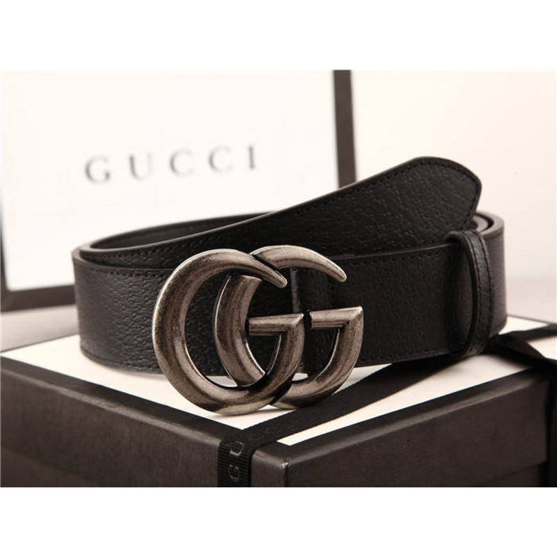 G*u*i leather belt with double g buckle(black)