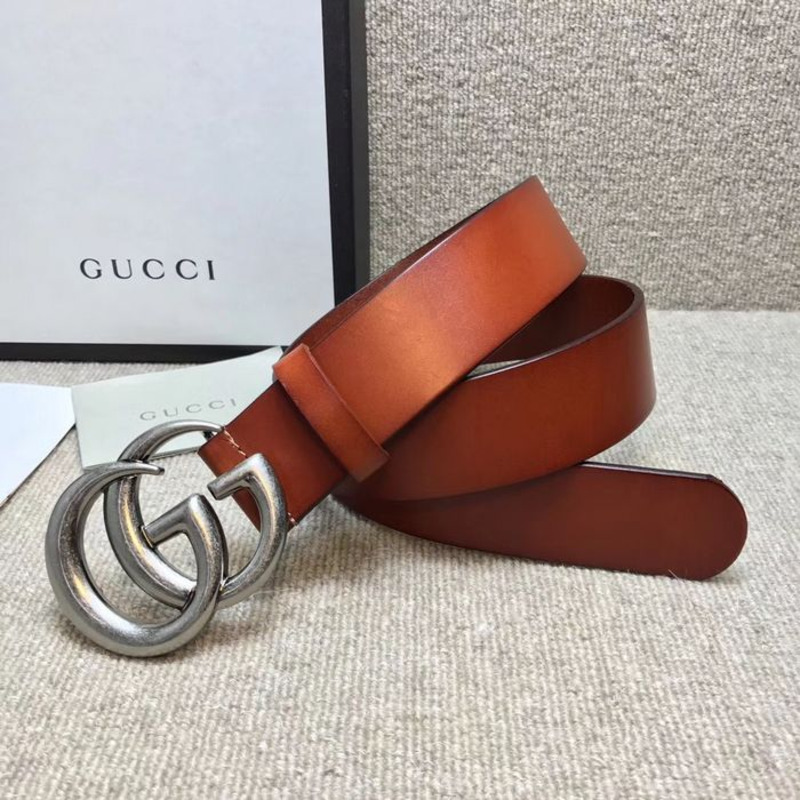 G*u*i leather belt with double g buckle