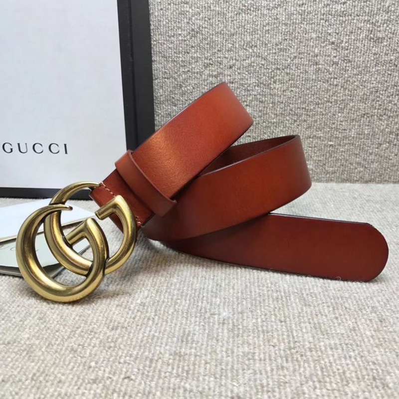 G*u*i leather belt with golden double g buckle